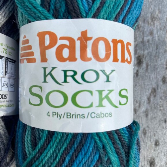 Patons Kroy Socks 4 yarn lot green blue gray stripes skeins washable wool super - Picture 13 of 13